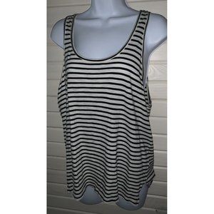 Madewell Sz MEDIUM Tank Black White Wentworth Stripe Whisper Cotton Tank EUC